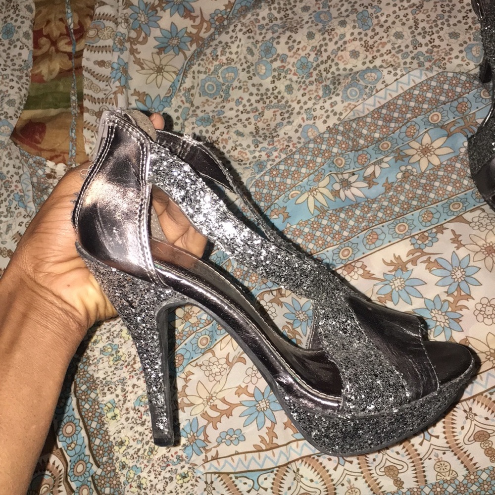 Silver Glitter Heels